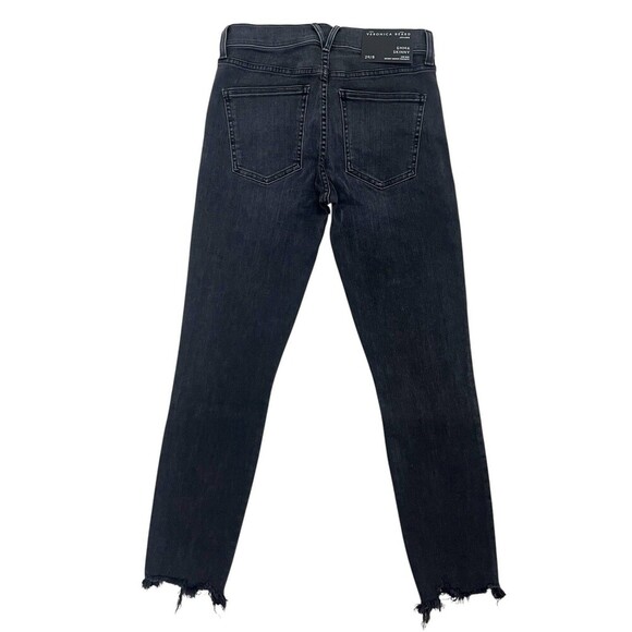 Veronica Beard Emma Mid-rise Skinny Jeans Washed Onyx Black Raw Hem stretch 29 - Picture 3 of 9